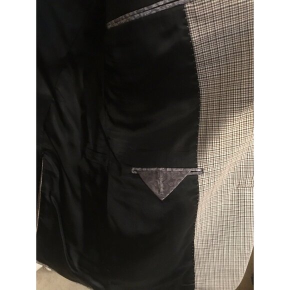 Joseph Abboud Men’s Sz 44 Plaid THIN STRIPPED BROWN BLACK Sport‎ JACKET Wool - Picture 5 of 6